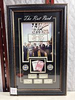 Full view of the framed Rat Pack display showing all elements and title.