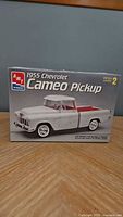Front of AMT Ertl box displaying 1955 Chevrolet Cameo Pickup model kit