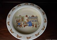 Top view of bowl showing interior scene and rim border