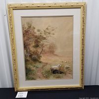 Framed watercolor painting front view