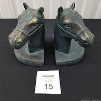 Front view of both horse head bookends