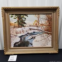 Full framed painting front view showing artwork and frame