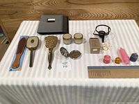 Overview of all vanity, candle and other accessories laid out
