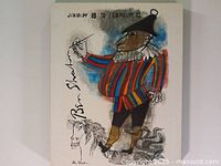 Full view of Ben Shahn exhibition poster showing colorful figure and artist signature, mounted on styrofoam block.