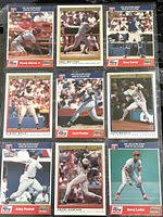 Front view of nine MLB collectible baseball cards showing player images and names.