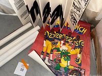 Vintage LA Rams Crunch Bunch poster with players and mascot partially rolled with original condition showing minor creases