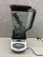 Full front view of the Ninja Professional Blender showing the pitcher, handle, and control panel on the base.