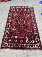 Full view of the oriental rug showing overall pattern and size