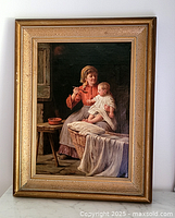 Front view of framed oil painting showing full composition