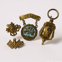 Group shot of all four pins and medals