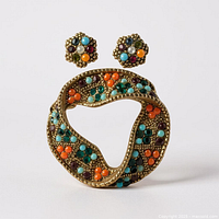 brooch front and earrings front view