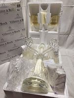 Villeroy & Boch crystal candelabra packaged with protective styrofoam and original box.