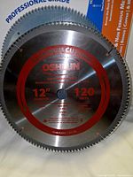 Oshlun 12-inch 120 tooth non-ferrous metal cutting blade with packaging.