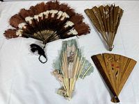 Four fans opened to show variety, materials and decoration
