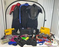 Group overview of all diving items laid out