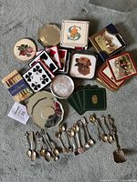 Overall view of spoons and multiple coaster stacks