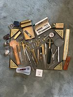Overall layout of all vintage office tools on display board