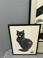 Framed lithograph of black cat 'TESS'