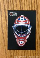 Front image of the 1991-92 The Mask Patrick Roy hockey card showing the custom goalie mask design.