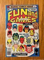 Front cover of Marvel Fun and Games Magazine #1 showing various Marvel superheroes and puzzle/game themes.