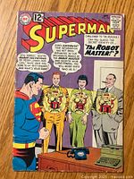 Front cover of Superman #152 comic showing 'The Robot Master' story with Superman and four robot-suited figures.