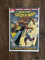 Front cover photo of The Amazing Spider-Man #110 comic book in protective sleeve showing artwork and titles.