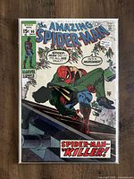 Front cover of Amazing Spider-Man issue #90 comic book featuring Spider-Man carrying Captain Stacy on a rooftop with dramatic dialogue bubbles and title text.