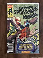 Front cover of The Amazing Spider-Man Annual #18 comic book showing Spider-Man fighting the Scorpion, with text 'The Scorpion Takes A Bride!'