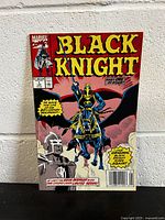 Front cover view of Black Knight #1 comic book showing the illustrated artwork and details including price and Marvel brand.