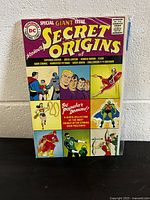 Front cover of the Secret Origins Special Giant Issue comic book showing various DC superheroes and the title prominently.