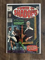 Front cover of Tower of Shadows #1 comic book by Marvel Comics, shows main characters and text on cover