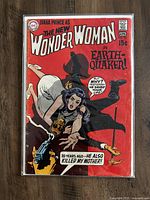 Cover of Wonder Woman #187 comic book with red background, featuring Diana Prince as Wonder Woman, a man casting a shadow, and key story text.