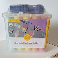 Front view of the packaged sidewalk chalk set with product label showing 23 pieces and the Sun Squad brand name.