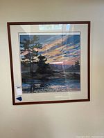Front view of the framed North Point Sunset print showing artwork, matting and frame.