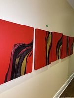 All six panels mounted side by side on wall, showing full set layout