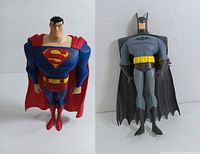 Pair of Superman and Batman 10" Justice League action figures from Mattel 2003, front view