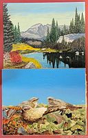 Both unframed Canadian oil paintings shown together, displaying natural scenes with signature visible