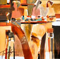 Close-up of serigraph "Cocktail 1" showing signature and numbering