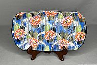 Front view of the Royal Winton Grimwades Ostrea Carnation Chintz tray showing detailed floral pattern and glaze.