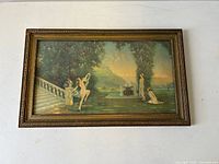 Full front view of framed art print showing overall appearance and condition of frame and print