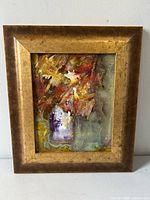 Framed impressionist oil painting showing overall piece and frame.