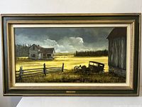 Full frontal view of framed painting showing entire composition and frame