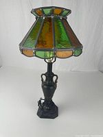 Full view of lamp showing shade and base