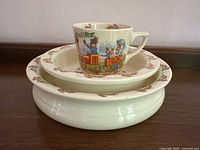 Full set stacked: mug inside two bowls