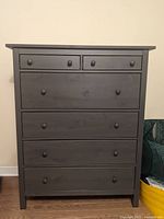 Assembled Hemnes dresser in dark grey showing front view
