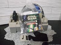 Hasbro Star Wars Millennium Falcon CD-ROM playset components including box and some accessories.