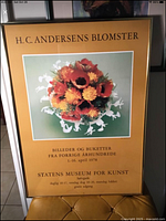 Full view of the H.C. Andersen Blomster poster with floral image and exhibition details