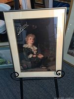 Framed vintage PEARS soap poster showing young child holding soap bowl and signature by Fred Morgan