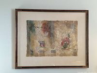 Framed view of mixed media artwork showing overall look and frame