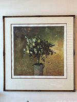 Full view of the framed floral art print showing overall condition and framing.